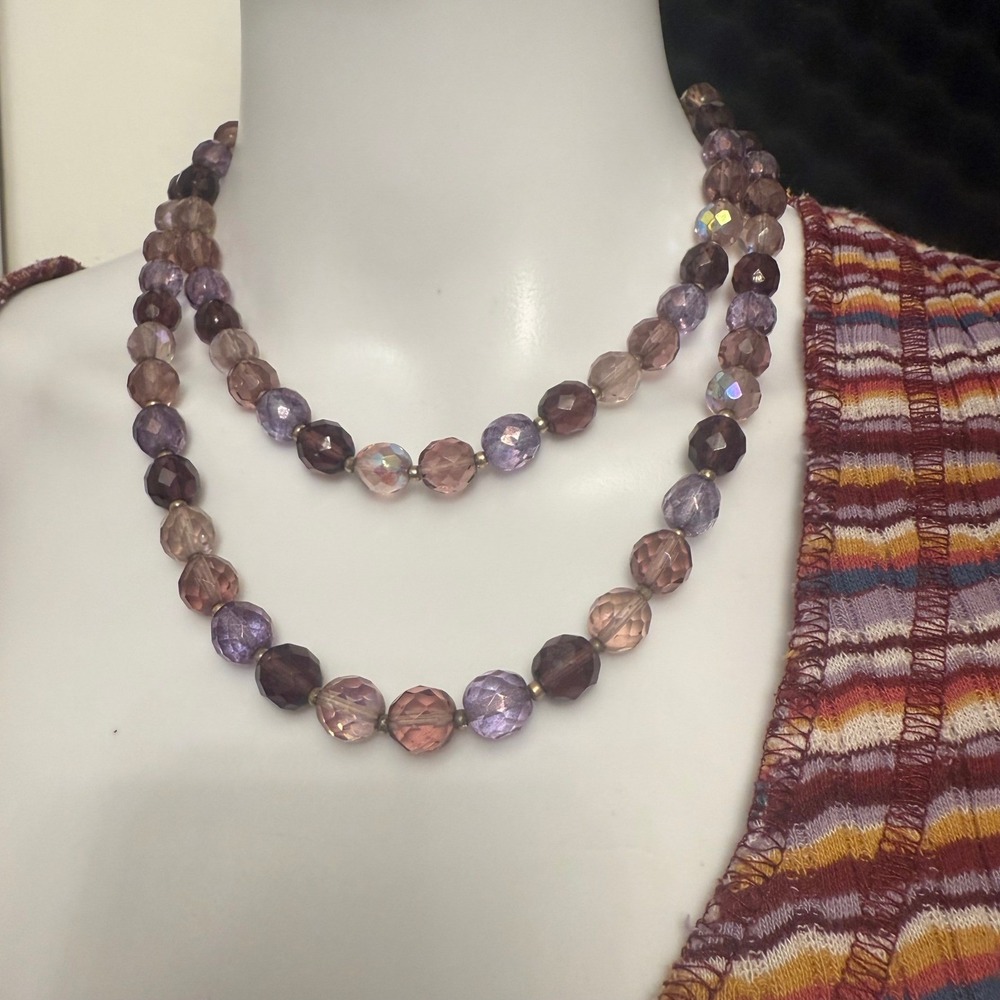 Joan Rivers Faceted Glass Bead Necklace Womens OS Purple Gold Excellent Layering